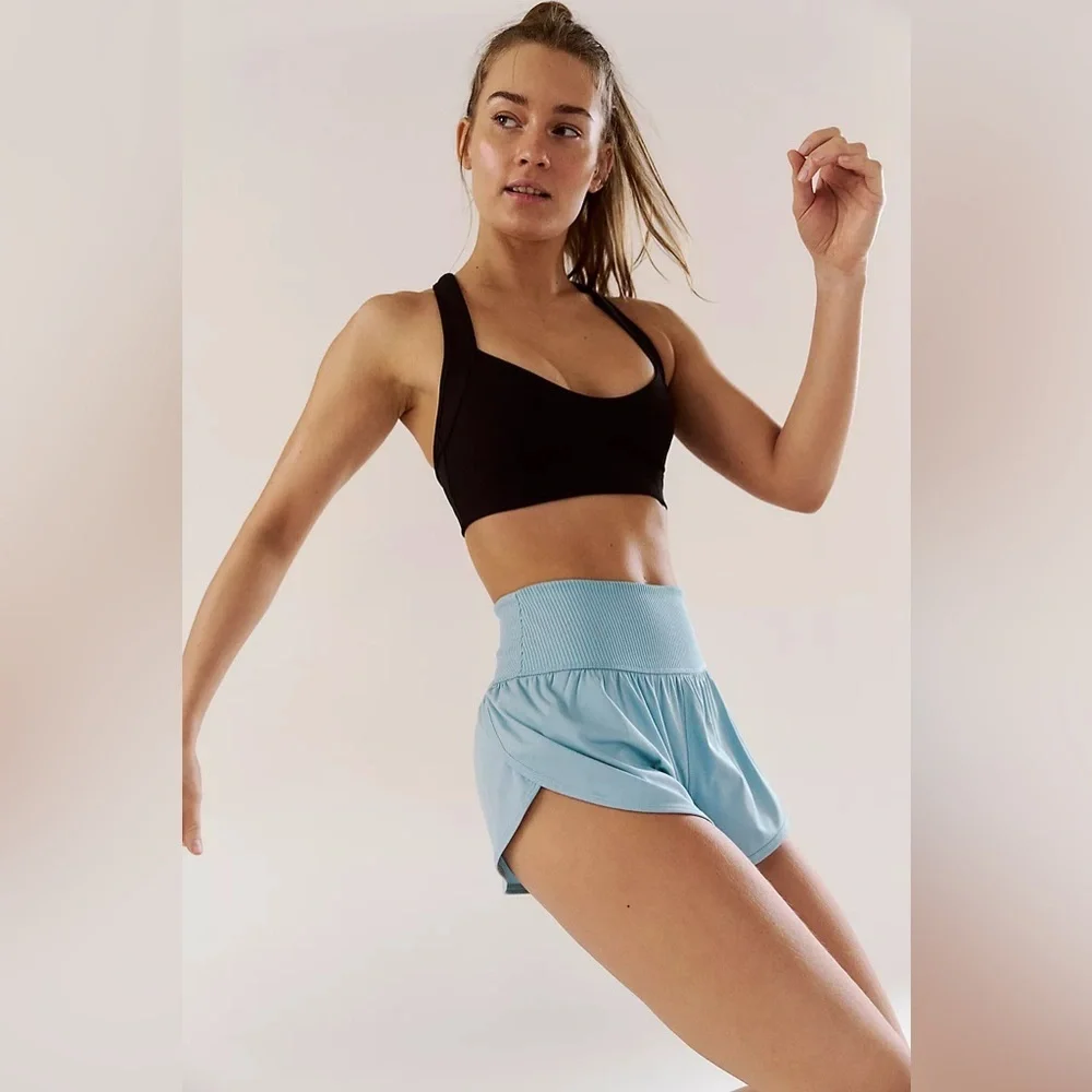 Nwot Free People Movement Game Time Shorts Aqua Blue size L